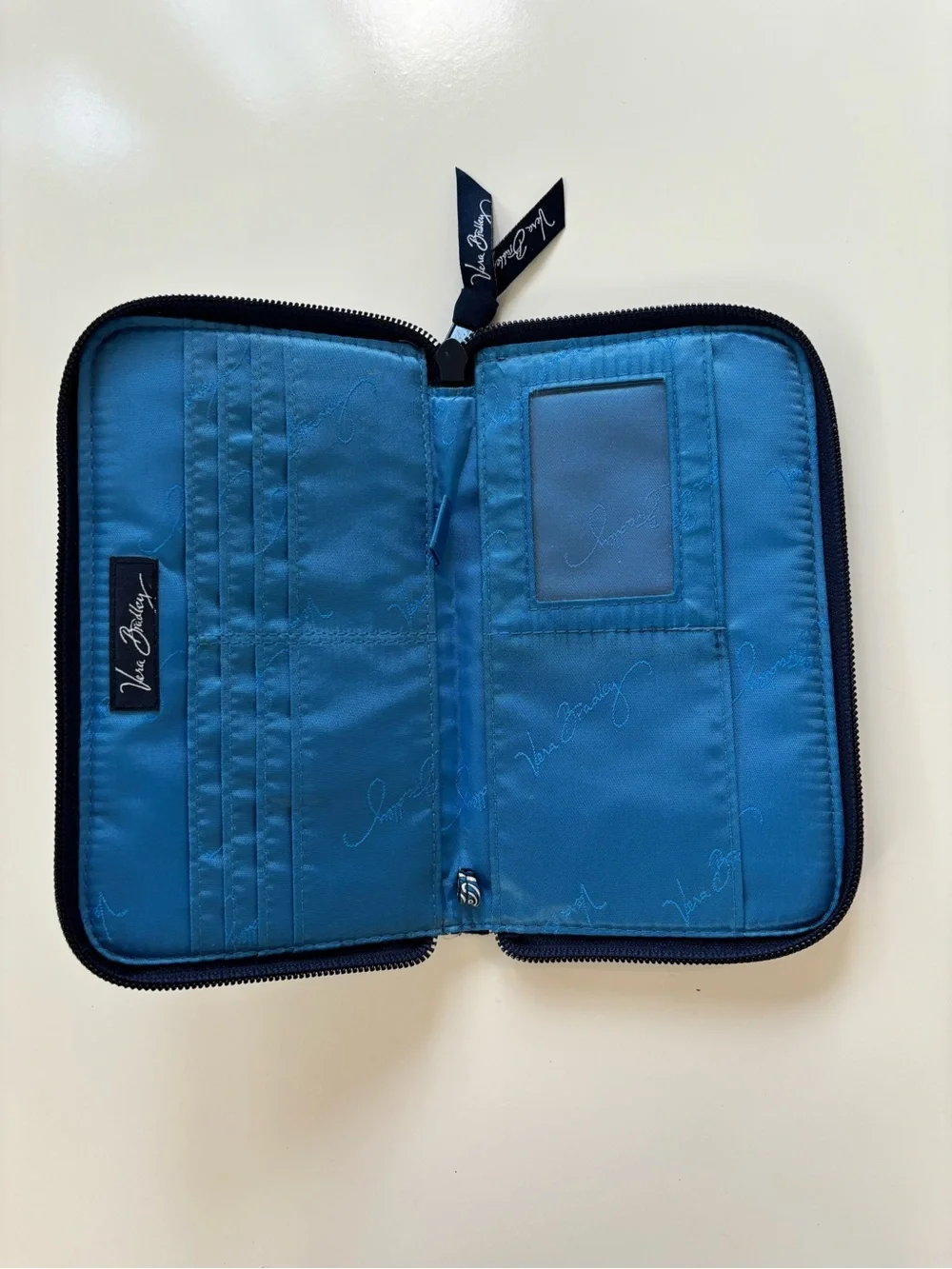 Vera Bradley Quilted Navy Paisley Zip-Around Wallet